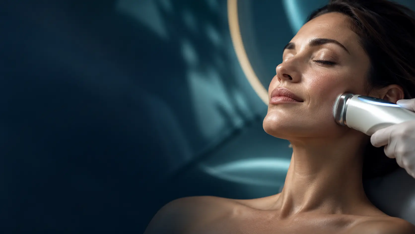 A client receiving an advanced facial treatment